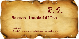 Rozman Immakuláta névjegykártya
